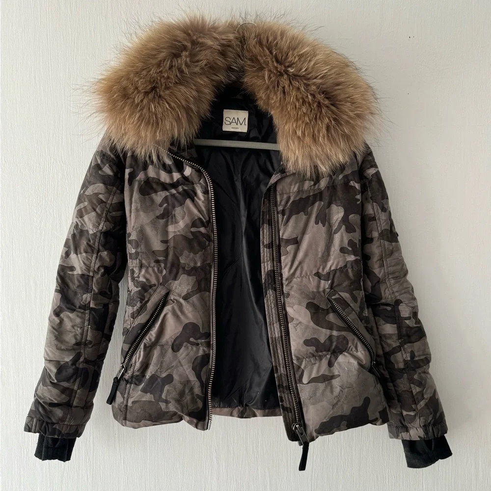 SAM Green Camo Fur Freestyle Down Winter Jacket - Picture 5 of 13